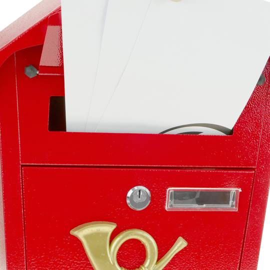 Caixa do correio de metal para as cartas em vermelho 366 x 100 x 370 mm
