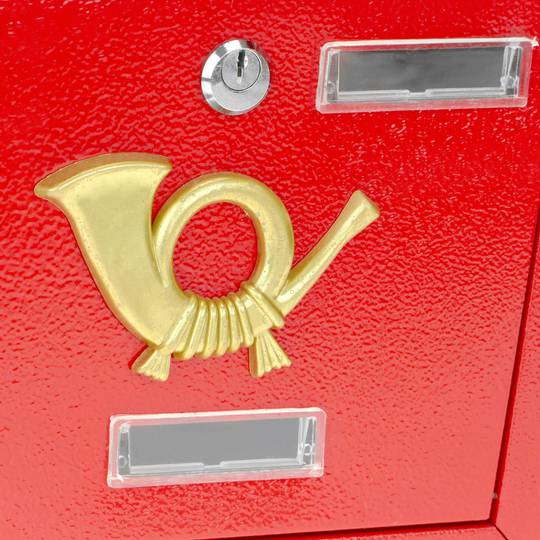 Caixa do correio de metal para as cartas em vermelho 366 x 100 x 370 mm
