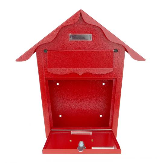 Caixa do correio de metal para as cartas em vermelho 366 x 100 x 370 mm