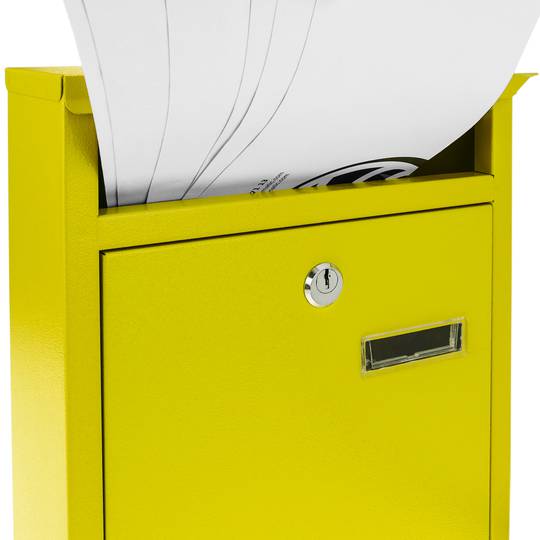 Cassetta delle lettere casella postale e posta metallico di colore amarelo da parete 243 x 85 x 302 mm