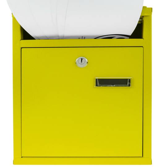 Cassetta delle lettere casella postale e posta metallico di colore amarelo da parete 243 x 85 x 302 mm