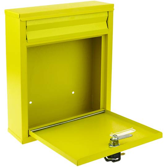 Cassetta delle lettere casella postale e posta metallico di colore amarelo da parete 243 x 85 x 302 mm