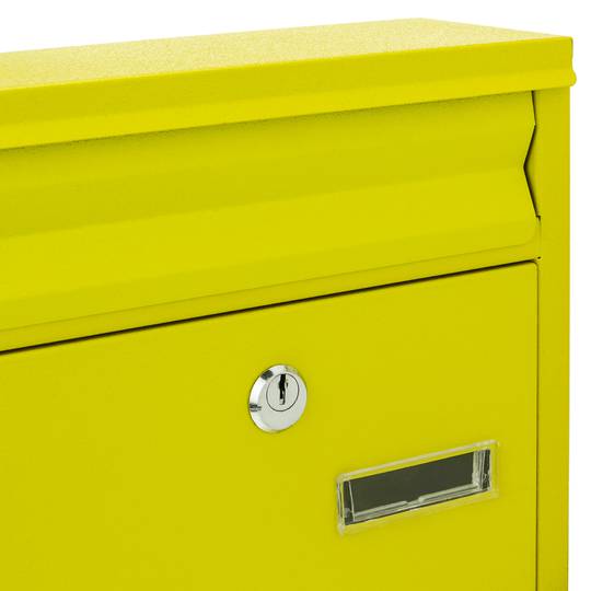 Cassetta delle lettere casella postale e posta metallico di colore amarelo da parete 243 x 85 x 302 mm