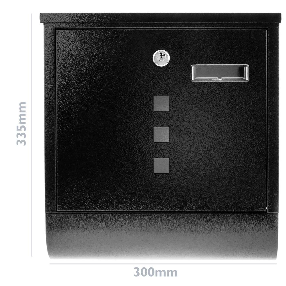 Cassetta delle lettere e riviste rotolate. Casella postale e posta metallico da parete in nero