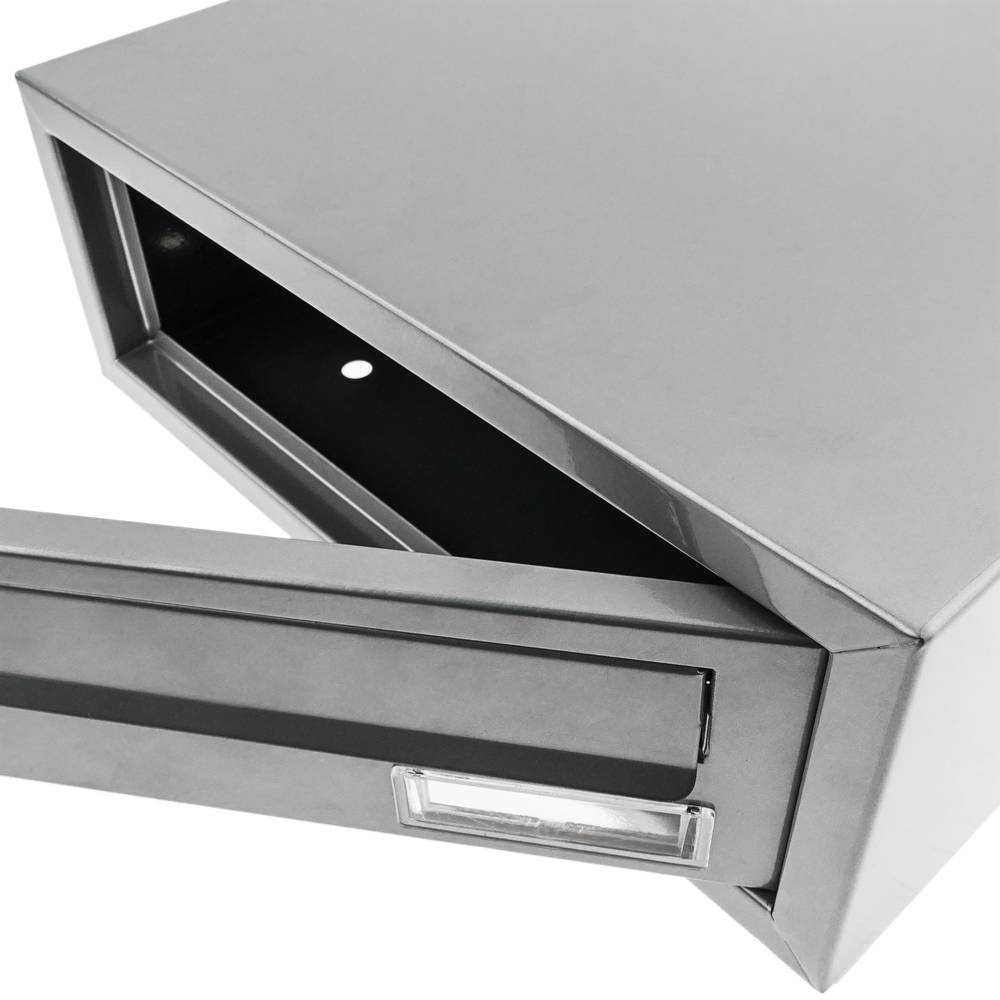 Boîte aux lettres métallique coloré gris pour bureau horizontalement 300 x 392 x 113 mm