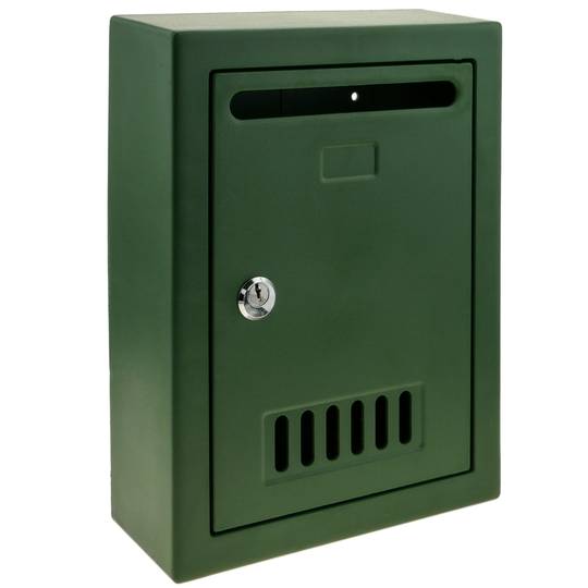 Cassetta delle lettere in plastica. Casella postale e posta di colore verde da parete 205x80x273mm