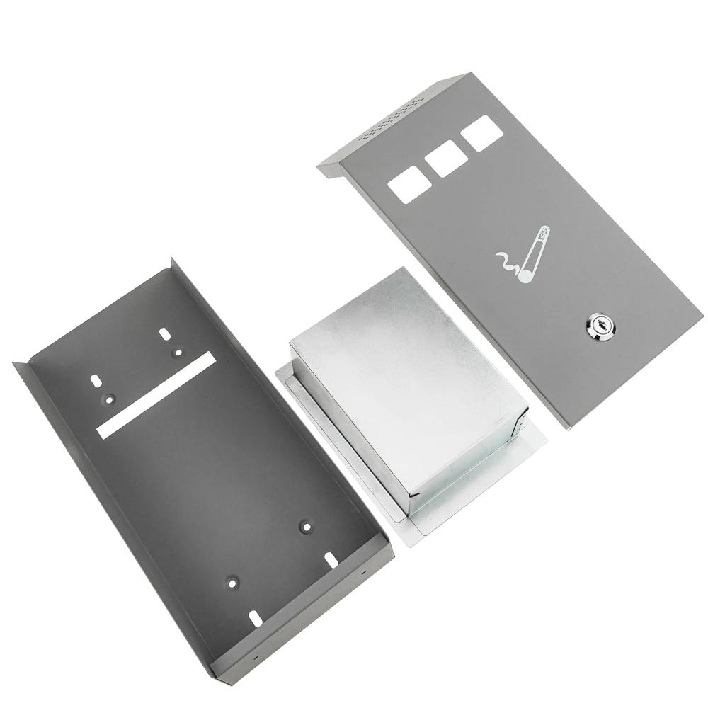 Cenicero de pared para exterior de metal gris 147 x 60 x 324 mm