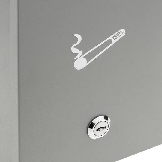 Wall mounted ashtray for outdoor of gray metal 147 x 60 x 324 mm