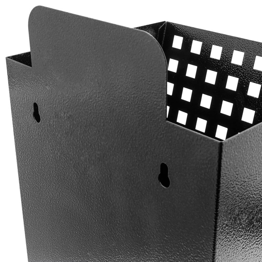 Metal container for wall mounting. Mailbox for magazines and newspapers. Black color