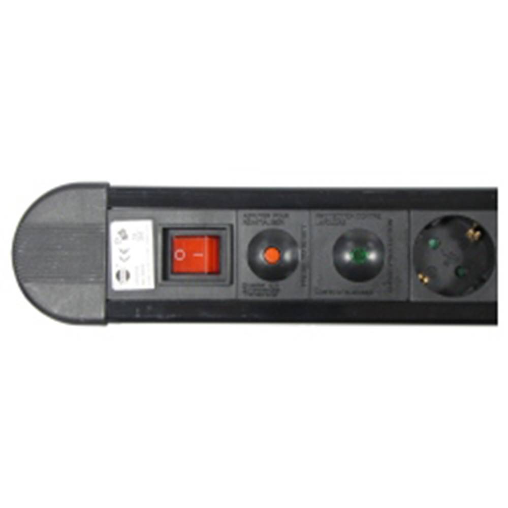 Regleta de enchufes 10 schuko con interruptor y protección sobretensiones  negro (1.5m cable) - Cablematic