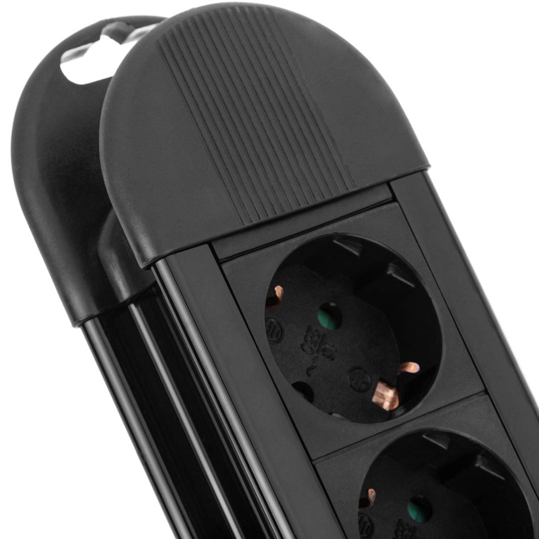 Bloco de 10 tomadas com interruptor e protecção preto (1.5m cabo eléctrico)