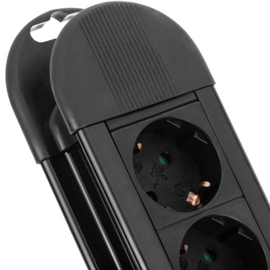 Bloco de 10 tomadas com interruptor e protecção preto (1.5m cabo eléctrico)