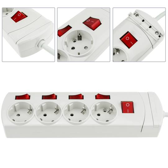 Regleta de enchufes, 2 Tomas, USB-C/A 65 W, PD, interruptor, 1,4 m, negr/gr