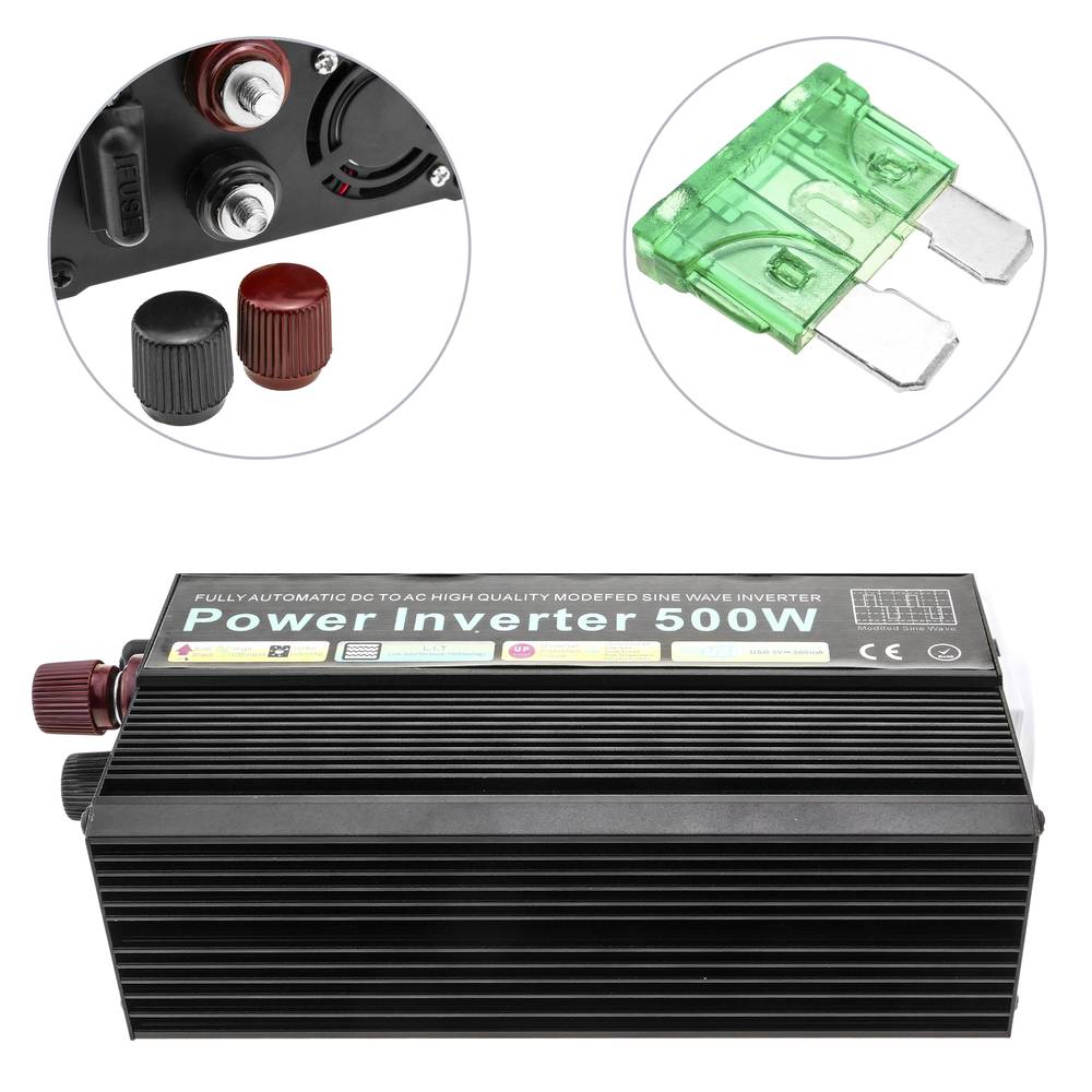 Inverseur électrique de 500 W Transformateur de tension de 12 VDC à 220 VAC onde sinusoïdale modifié