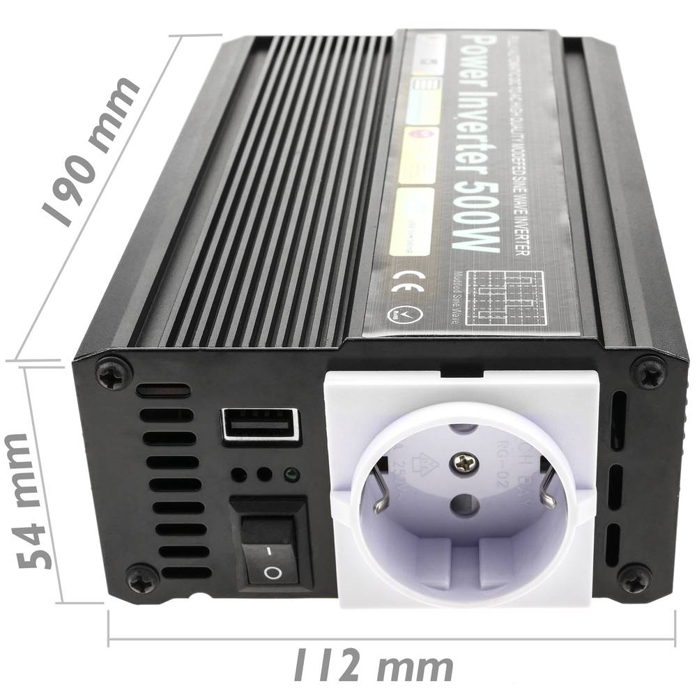 Inverseur électrique de 500 W Transformateur de tension de 12 VDC à 220 VAC onde sinusoïdale modifié