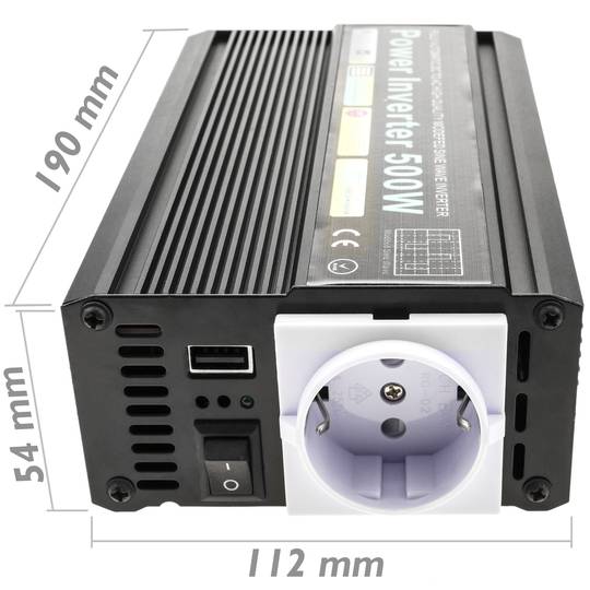 Inverseur électrique de 500 W Transformateur de tension de 12 VDC à 220 VAC onde sinusoïdale modifié