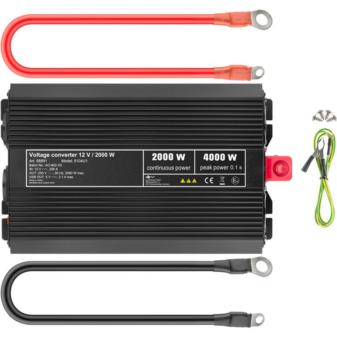 Modified wave power inverter 2000W 12V to 220V USB