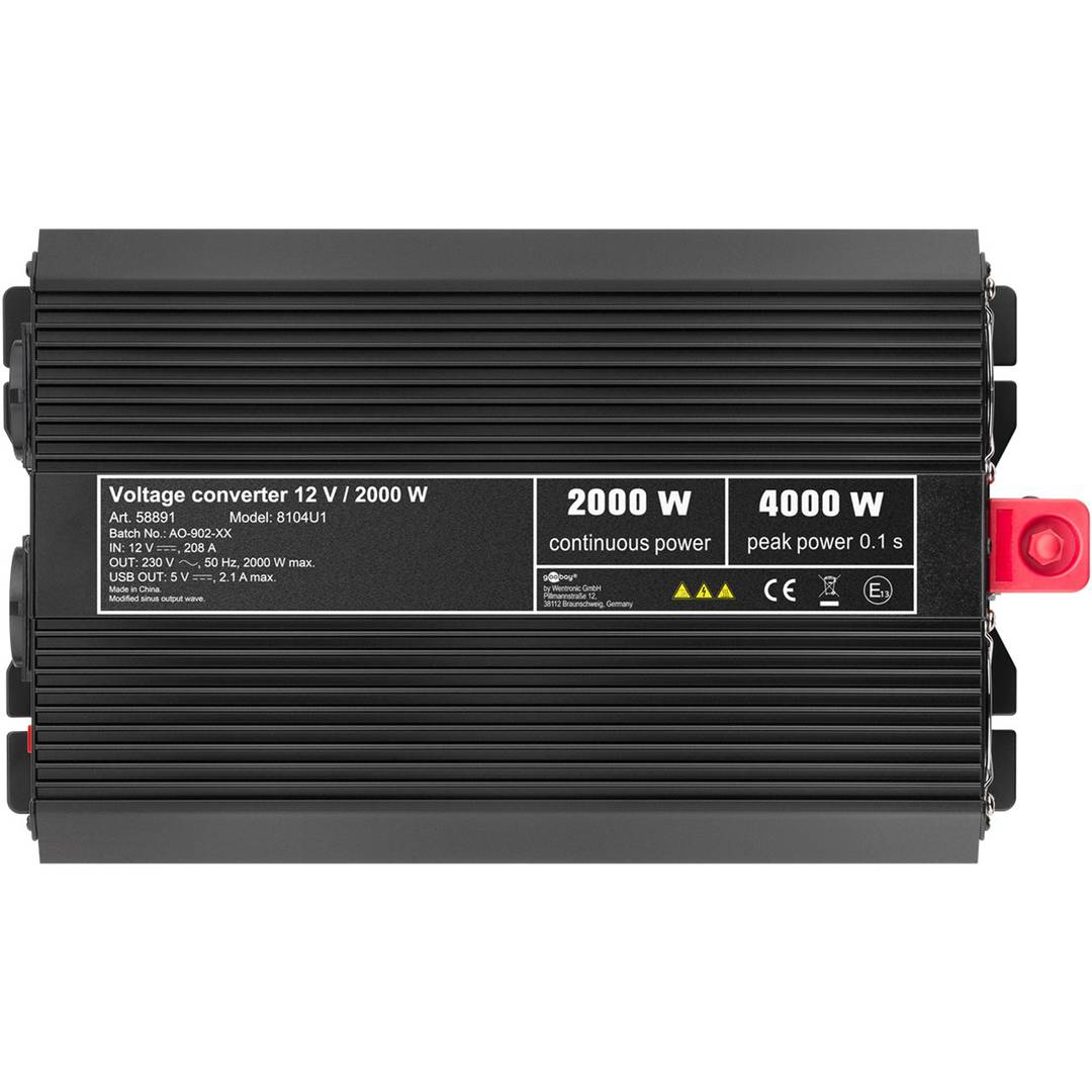 Modified wave power inverter 2000W 12V to 220V USB