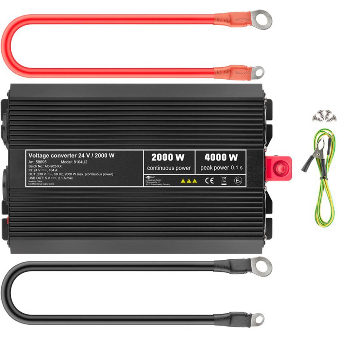 Zmodyfikowany falownik 24 V na 220 V 2000W USB
