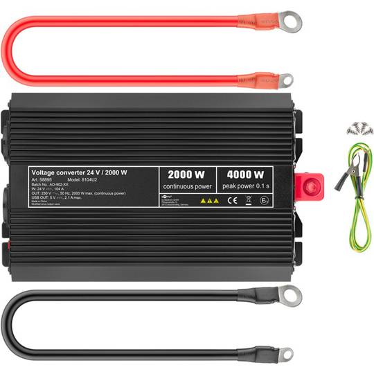 Zmodyfikowany falownik 24 V na 220 V 2000W USB