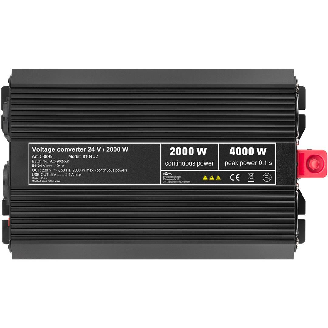 Zmodyfikowany falownik 24 V na 220 V 2000W USB
