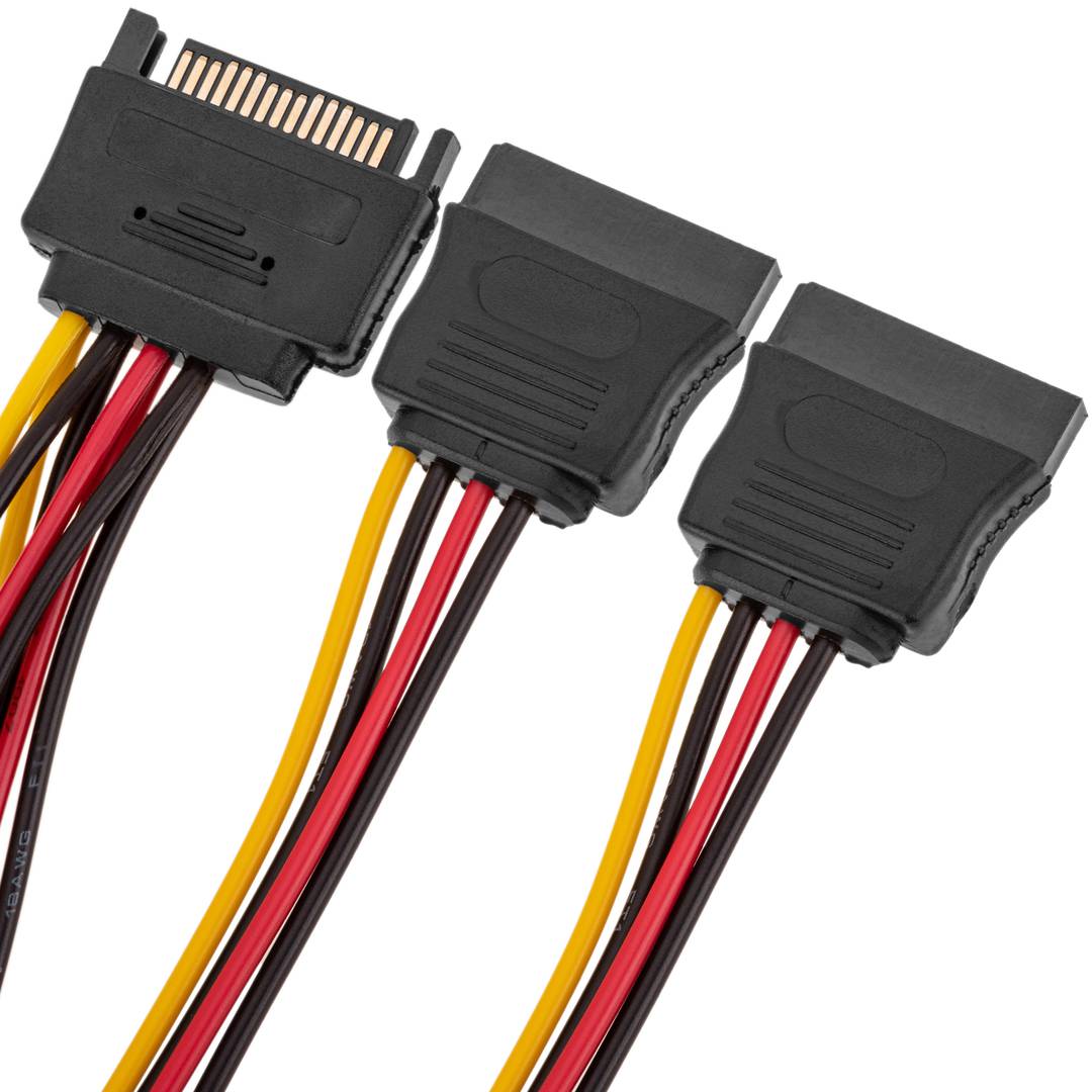DaFuRui 4pcs SATA Power Splitter Cable,15 Pin Male to 15 Pin Dual Female Power Cable 8 Inches 