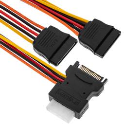 SATA Cabo de Alimentação 15P-M + MOLEX para 2 x SATA 15P-H