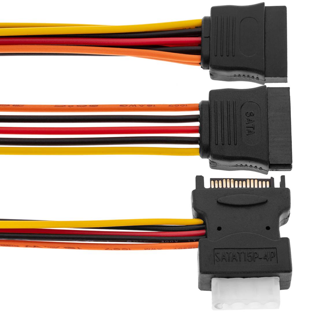 SATA Power Cable 15P-M + MOLEX a 2 x SATA 15P-H - Cablematic
