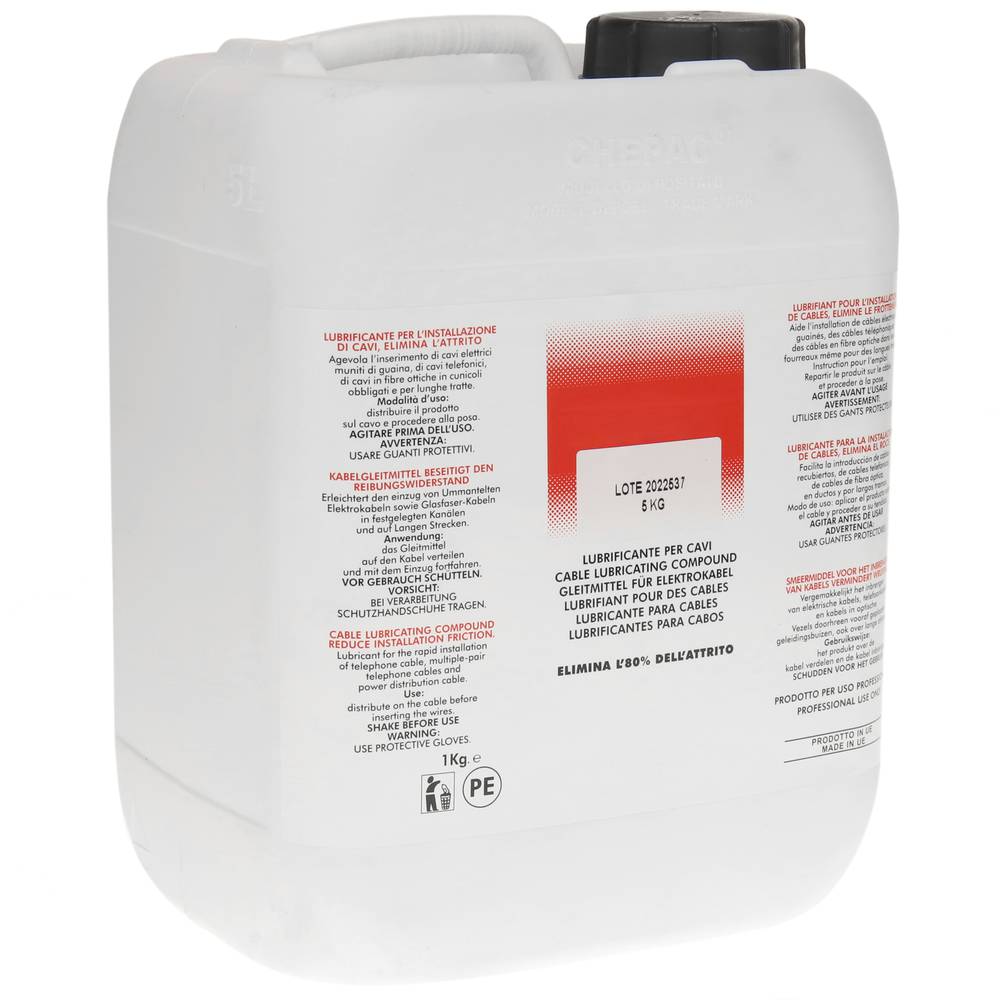Lubricant Liquid 5Kg for insertion of cables in plastic tubes