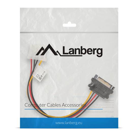 Lanberg Molex female naar SATA male voedingskabel 15 cm