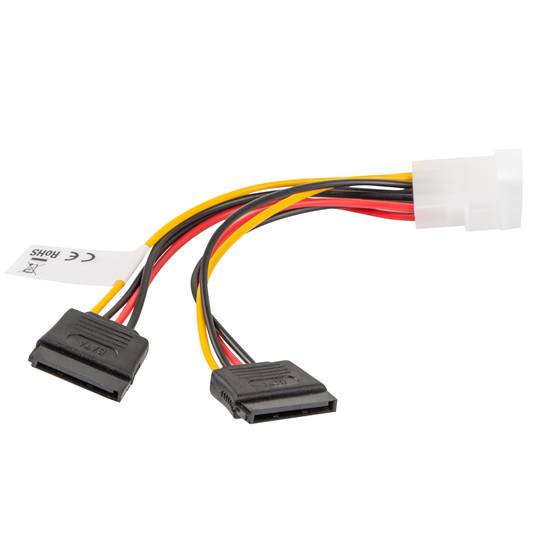 Lanberg Molex cabo de força macho para duas fêmeas SATA 15 cm