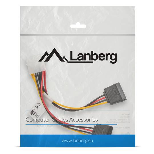 Lanberg Molex cabo de força macho para duas fêmeas SATA 15 cm
