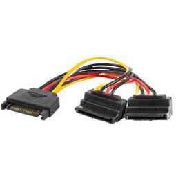 Kabel zasilający Lanberg SATA męski na dwa żeńskie SATA 15 cm