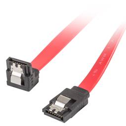 Cable de datos F/F SATA III (6GB/s) de 70 cm con clips metálicos en ángulo de Lanberg CA-SASA-13CU-0070-R