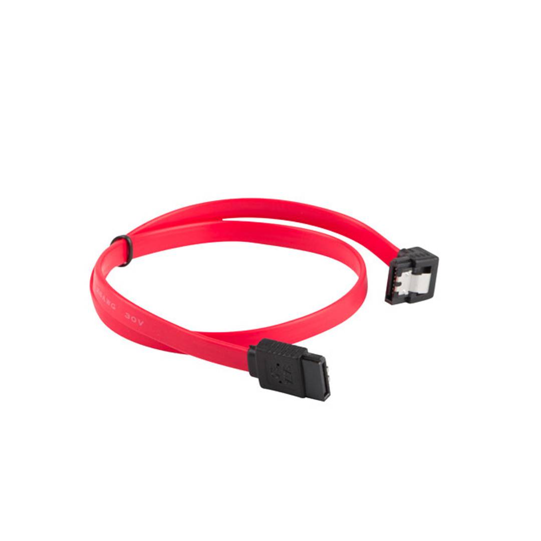 Kabel do transmisji danych Lanberg F/F SATA III (6GB/s) 70cm z kątowymi metalowymi klipsami CA-SASA-13CU-0070-R