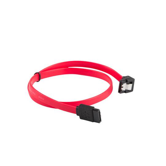 Kabel do transmisji danych Lanberg F/F SATA III (6GB/s) 70cm z kątowymi metalowymi klipsami CA-SASA-13CU-0070-R