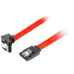 Cable de datos F/F SATA II (3GB/s) de 100 cm con clips metálicos en ángulo de Lanberg CA-SASA-13CC-0100-R