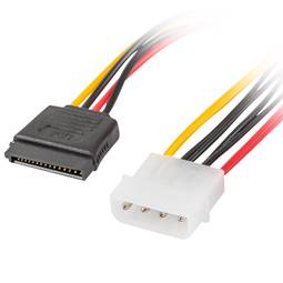 Câble Molex mâle 4 broches vers 2x SATA femelle 15 broches 30cm Lanberg CA-HDSA-11CU-0030