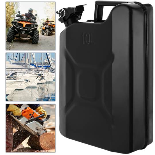 Metalen vat voor benzine of diesel 10 L zwart