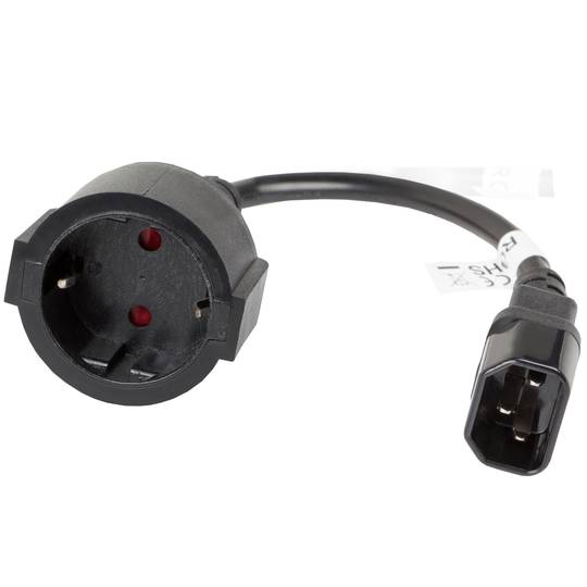 Cabo adaptador Lanberg CA-C14E-10CC-0018-BK Schuko CEE7 fêmea para IEC 320 C14 macho 20 cm