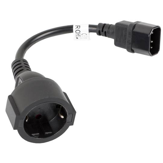 Cabo adaptador Lanberg CA-C14E-10CC-0018-BK Schuko CEE7 fêmea para IEC 320 C14 macho 20 cm