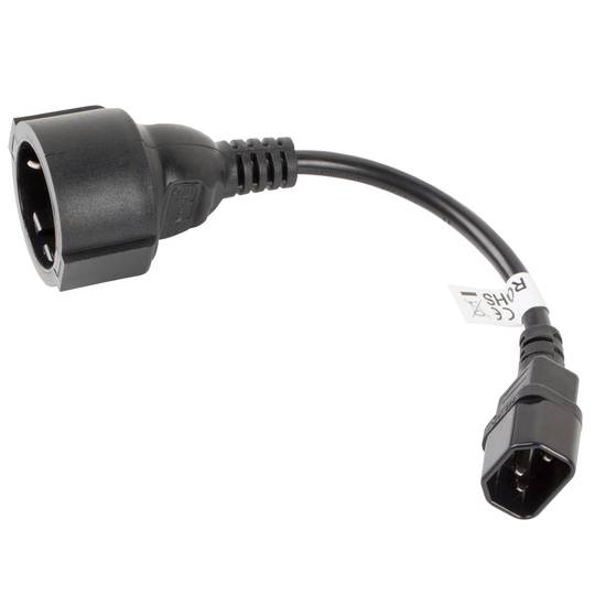 Cabo adaptador Lanberg CA-C14E-10CC-0018-BK Schuko CEE7 fêmea para IEC 320 C14 macho 20 cm
