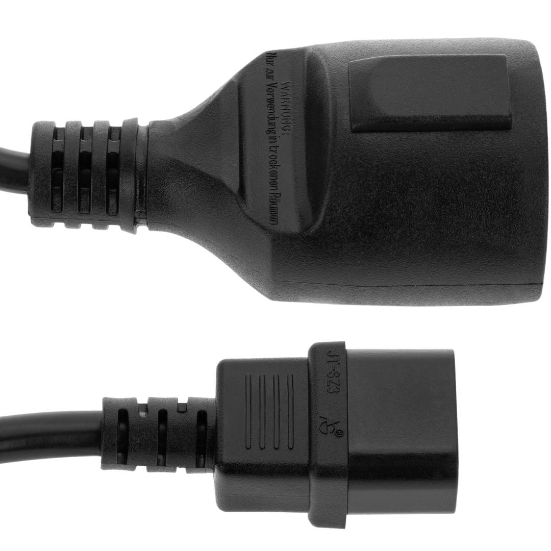 Cabo adaptador Lanberg CA-C14E-10CC-0018-BK Schuko CEE7 fêmea para IEC 320 C14 macho 20 cm