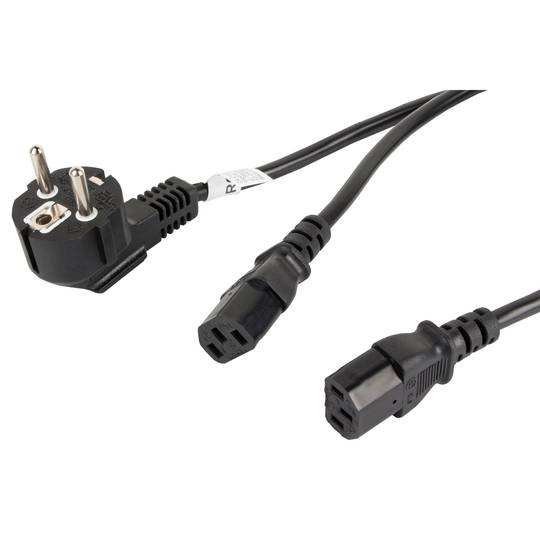 Cable de alimentación de Lanberg CA-C13C-13CC-0018-BK Schuko CEE 7/7 hembra a 2x IEC320 C13 2 m