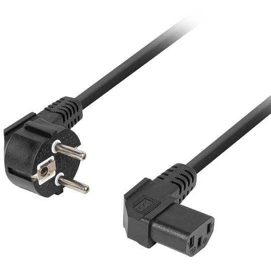 Cable de alimentación de Lanberg CA-C13C-12CC-0018-BK Schuko CEE 7/7 hembra a IEC320 C13 acodado 1.8 m