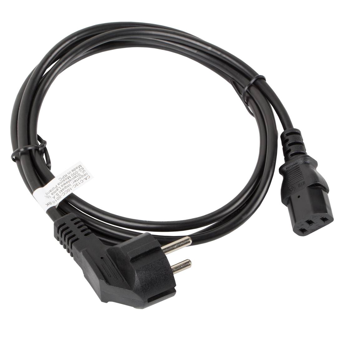 Lanberg Netzkabel CA-C13C-10CC-0018-BK Schuko CEE 7/7 Buchse auf IEC320 C13 2.5A 1.8m