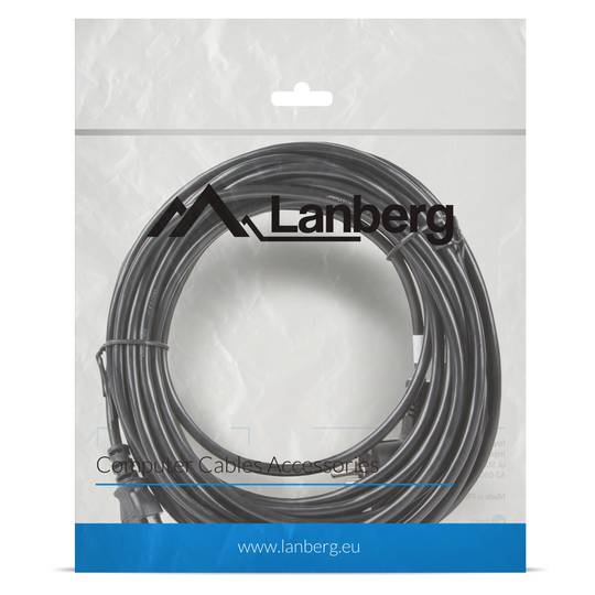 Lanberg Netzkabel CA-C13C-11CC-0100-BK Schuko CEE 7/7 Buchse auf IEC320 C13 10 m