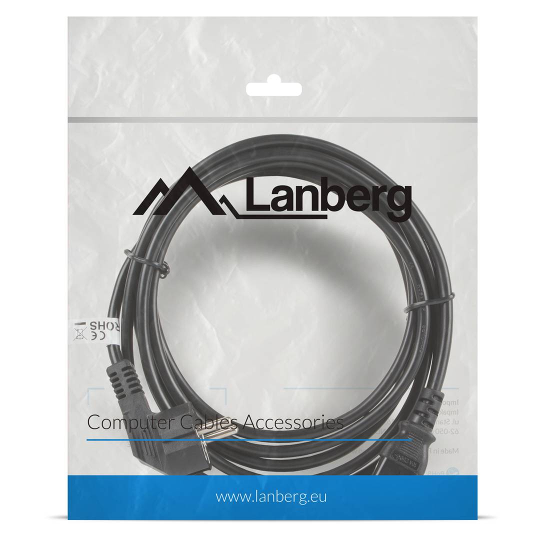 Lanberg Netzkabel CA-C13C-11CC-0030-BK Schuko CEE 7/7 Buchse auf IEC320 C13 3 m