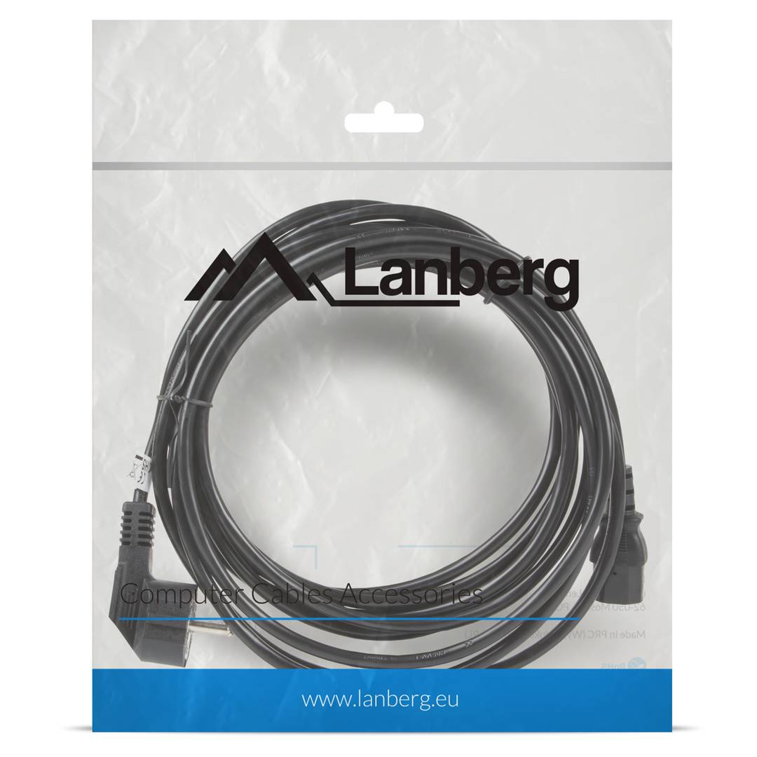 Cabo de alimentação Lanberg CA-C13C-11CC-0050-BK Schuko CEE 7/7 fêmea para IEC320 C13 5 m