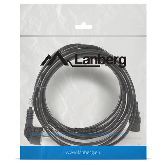 Cabo de alimentação Lanberg CA-C13C-11CC-0050-BK Schuko CEE 7/7 fêmea para IEC320 C13 5 m